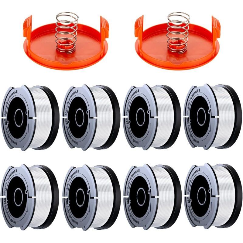8er-pack Fadenspule Für Kantenschneider, Kompatibel Mit Black & Decker Kantenschneidern A6481 A6485, 1,65 Mm Trimmerfaden (8 Fadenspulen, 2 Abdeckungen, 2 Federn)