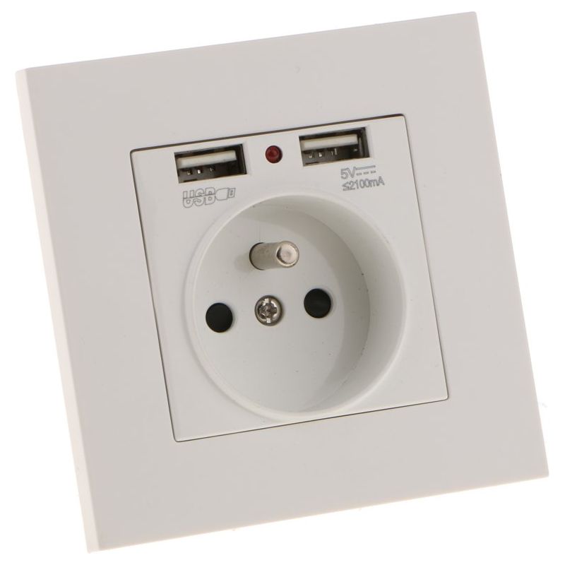 Doppelte Usb-wandsteckdose 5v/2100ma – Feuerfestes Pc-kunststoffgehäuse – Schnellladung Für Digitale Geräte – Einfache Installation
