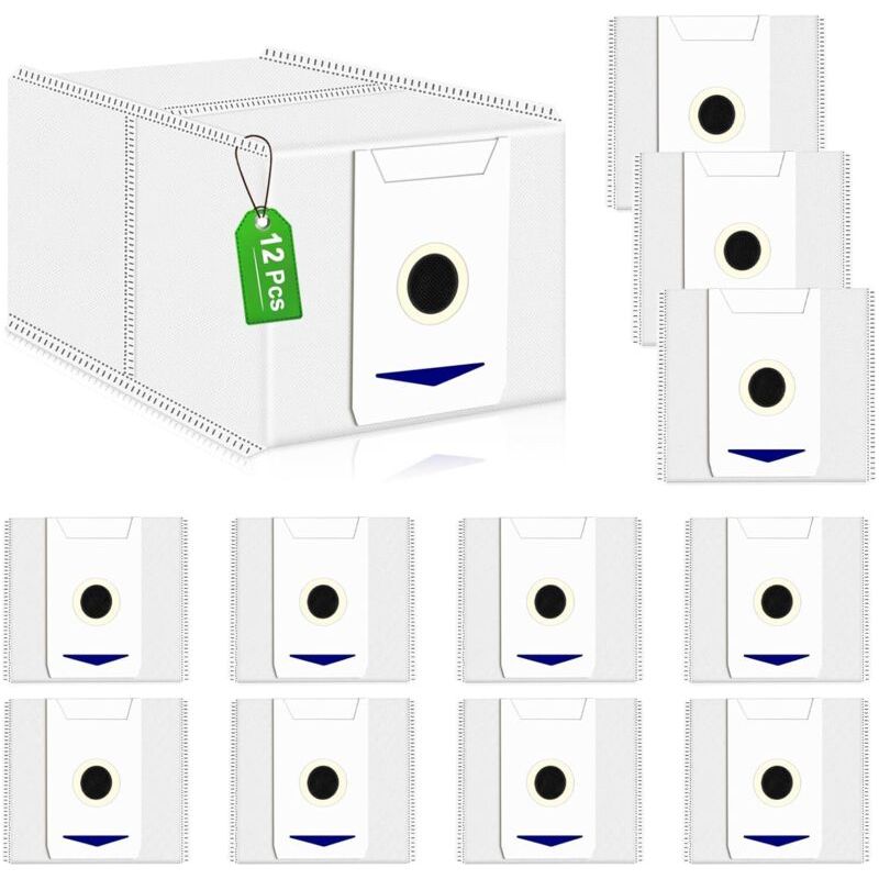 Set Aus 12 Staubbeuteln Für Ecovacs Deebot T30 Omni Saugroboter – 3 L Großes Fassungsvermögen – 99,99 % Allergenfilterung – Weißes Zubehör