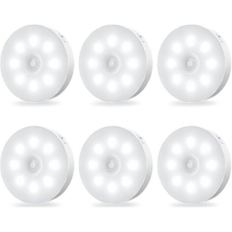 Schrankleuchten Mit Bewegungsmelder – Wiederaufladbar, Selbstklebend, Mit Sensor, Led-nachtlichter Mit Konstanter Helligkeit, 6er-pack