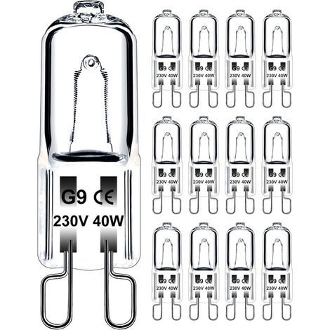 G9-glühbirne 40w 230v Dimmbar Warmweiß, Halogen-g9-lampe Hitzebeständig Bis 300°c, G9-ofenlampe Für Mikrowelle, Herd Und Deckenleuchten, 12er-pack