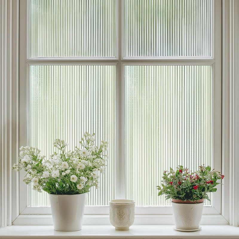 Fensterfolie Blickschutz Bambusmuster 30x200cm, Selbstklebende Dekorative Sichtschutz-fensterfolie Abnehmbar, Weiß