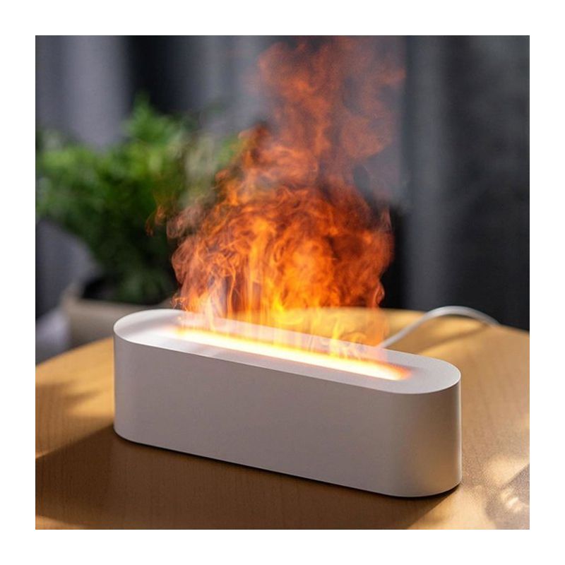 3-in-1 Aromadiffusor Für Zuhause, 7-farbiges Led-licht, Flammeneffekt, Timer Und Automatische Abschaltung - Weiß