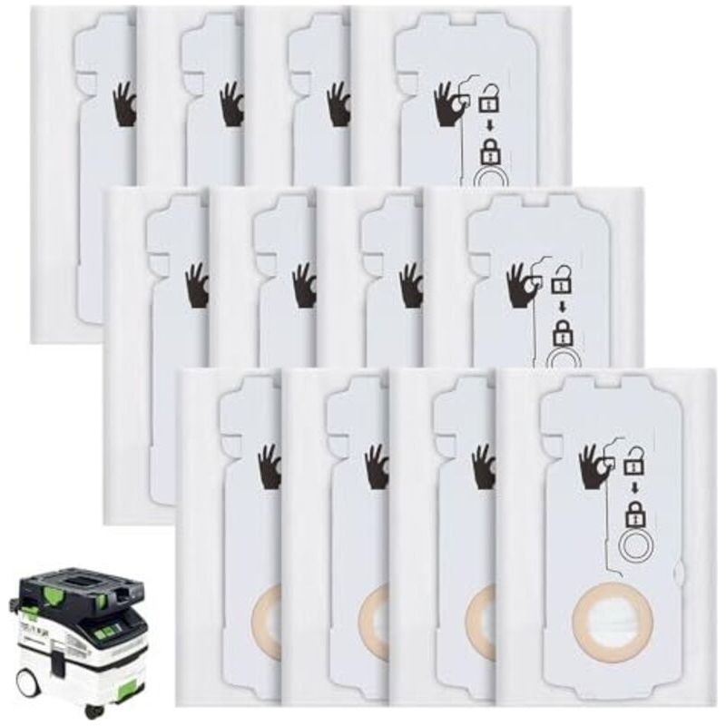 Set Aus 12 Staubsaugerbeuteln 204308 Für Festool-staubsauger Ct Mini, Ct Mini I, Ct Midi Und Ct Midi I (modelle Ab 2019) - Staubsauger Vom Typ Ct Midi-2 (sms-beutel).