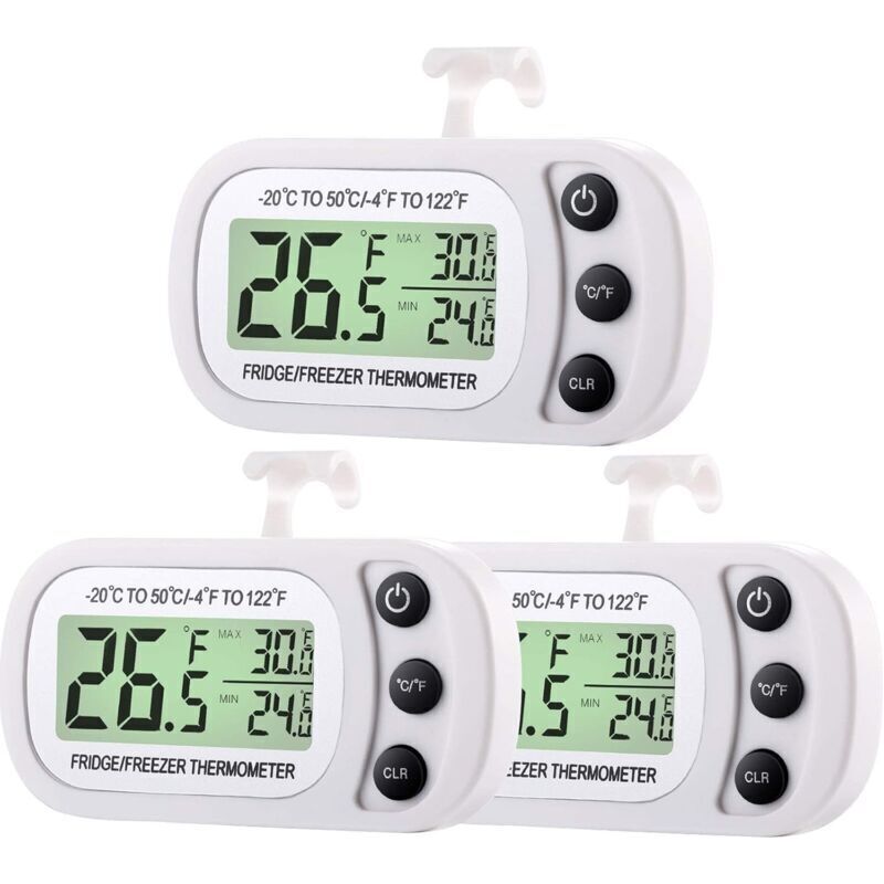 Digitales Kühlschrank- Und Gefrierthermometer, Raumthermometer Für Den Kühlschrank, Wasserdichtes Temperaturmessgerät Für Kühlgeräte Mit Max/min-speicherfunktion Und Großem Display