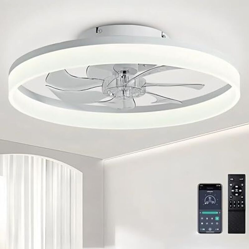 Deckenventilator 40 Cm Mit Beleuchtung, 48 W, 220 V, Dimmbare Deckenleuchte Mit Fernbedienung Und App, 6 Geschwindigkeiten, Lampe Mit Ventilator Und Timer