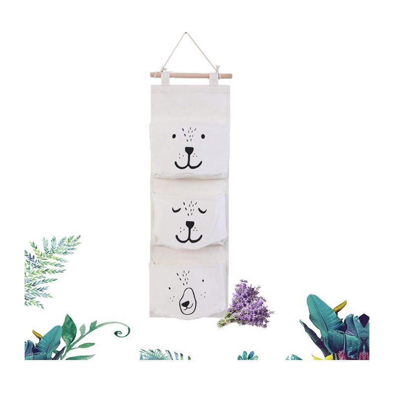 Aufbewahrungstasche Zum Aufhängen, Drei Taschen Mit Großem Fassungsvermögen, Stoff-aufbewahrungstasche Zum Aufhängen, Schlafzimmerorganisation (weiß).