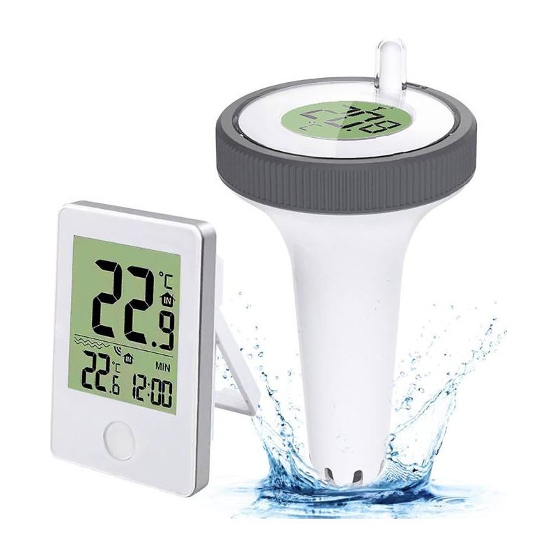 Kabelloses Digitales Schwimmthermometer Für Schwimmbäder – Lcd-bildschirm Mit Empfänger, Innen-/außenthermometer Für Schwimmbäder Und Badewannen