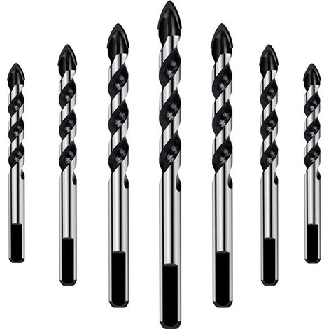 Bohrerset Für Beton, Stein, Ziegel, Keramikfliesen Und Spiegel (3 Mm, 4 Mm, 5 Mm, 6 Mm, 8 Mm, 10 Mm, 12 Mm) Und Glas