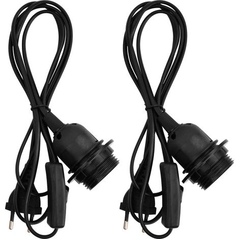 Lampenfassung Für E27-glühbirnenfassung Mit Schalter, Leuchtenfassung, Pendelleuchte, Stehlampe, Kronleuchter, 2 Stück, Schwarz