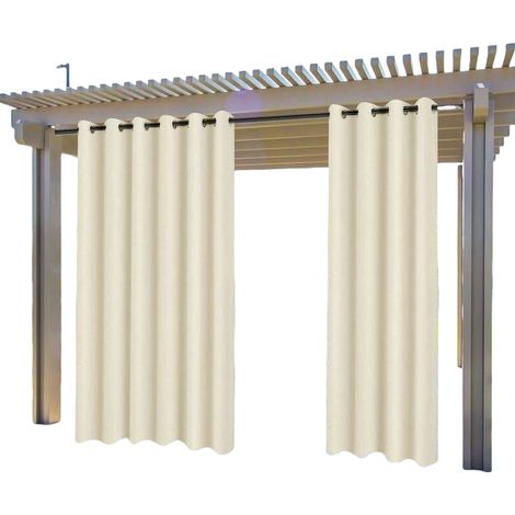 Wasserdichter Outdoor-vorhang, Wärmeisolierend, Winddicht Und Uv-beständig, Verdunkelungsvorhang, Beige, 132 X 213 Cm, 2 Stück