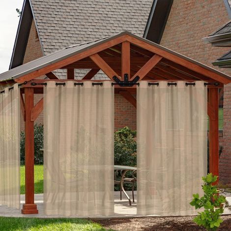 Transparente, Wasserdichte Terrassengardinen Mit Ösen, 2er-set, 132 X 274 Cm, Braun