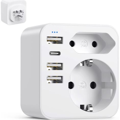 Französischer Steckeradapter Auf Us-/kanada-stecker Mit Usb Und Typ-c 34a Und Mexikanischen/thailändischen Steckern B 6 In 1 3 1 2