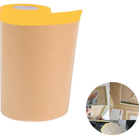 Vorgeschnittene Abdeckpapierrollen (0,3x) Mit Klebeband, Ideal Zum Streichen Von Möbeln, Fußleisten, Rahmen, Zum Schutz Von Autos Und Für Innenräume, 15 M