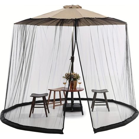 Schwarzes Moskitonetz Mit Reißverschlusstür Und Verstellbaren Seilen, Geeignet Für Terrassen, Patios Und Campingplätze. 300 X 230 Cm