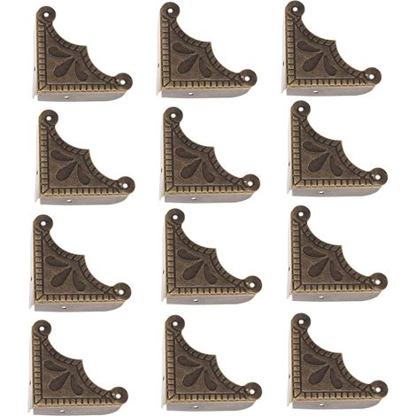 Eckenschützer Für Antike Möbel, Schmuck, Ziertruhen, Eckkästen, 12 Stück, Holz Und Messing