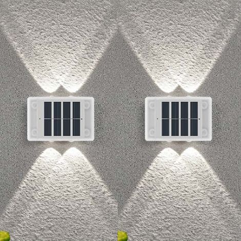 Leistungsstarke Solar-wandleuchte Für Den Außenbereich, Nach Oben Und Unten Gerichtetes Licht, Weißes Licht, Ip65 Wasserdicht, Garten-/balkondekoration, 4 Leds, 2 Stück