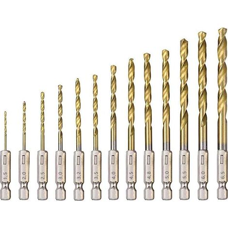 Hss-spiralbohrer, Schnellbohrer Mit Titanbeschichtung Für Bohrdurchmesser Von 1,5 Mm Bis 6,5 Mm, 13-teilig, Geeignet Für Kunststoff, Stahl, Metall Und Holz