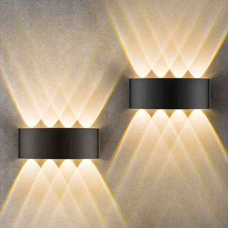 Led-wandleuchten Für Den Innen- Und Außenbereich, Garten-/nachttischlampe, Wasserdicht (ip65), Warmweißes Licht, 8 W, 2er-pack, 3000 K, Aluminium