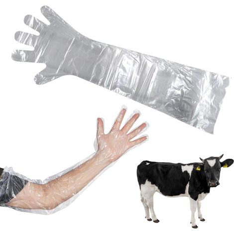 Einweg-veterinärhandschuhe Mit Langen Ärmeln Aus Flexibler Folie, 30er-packung, Transparenter Kunststoff