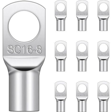 16 Mm² Rohrösen M8 Hanibos Rundösen, Verzinntes Kupfer, Crimpringösen, 20 Stück