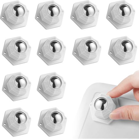 12-teiliges Universal-möbelrollen-set Mit Kugellagern Zum Verschieben, Edelstahl, Weiß