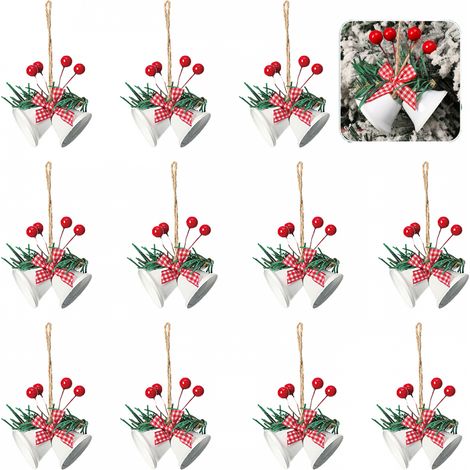 Weihnachtliche Glockendekorationen, Glockenförmige Fensterhänger Zum Aufhängen Am Weihnachtsbaum, 12 Stück, Weißes Metall