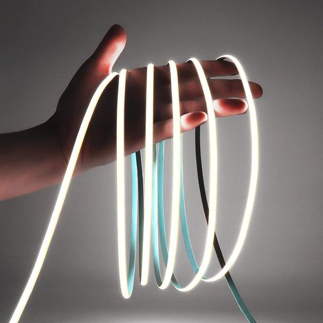 Ultradünner Cob-led-streifen, Kühles 6000k-gleichlicht, Flexibel Und Zuschneidbar, 5 Mm, 24 V, 5 M, Weiß