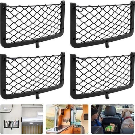 4er-set Auto-aufbewahrungsnetze. Kofferraumnetz. Inkl. Schrauben Und Haken. Organizer-tasche Für Autos, Wohnmobile, Boote Und Zuhause (36 X 18 Cm).
