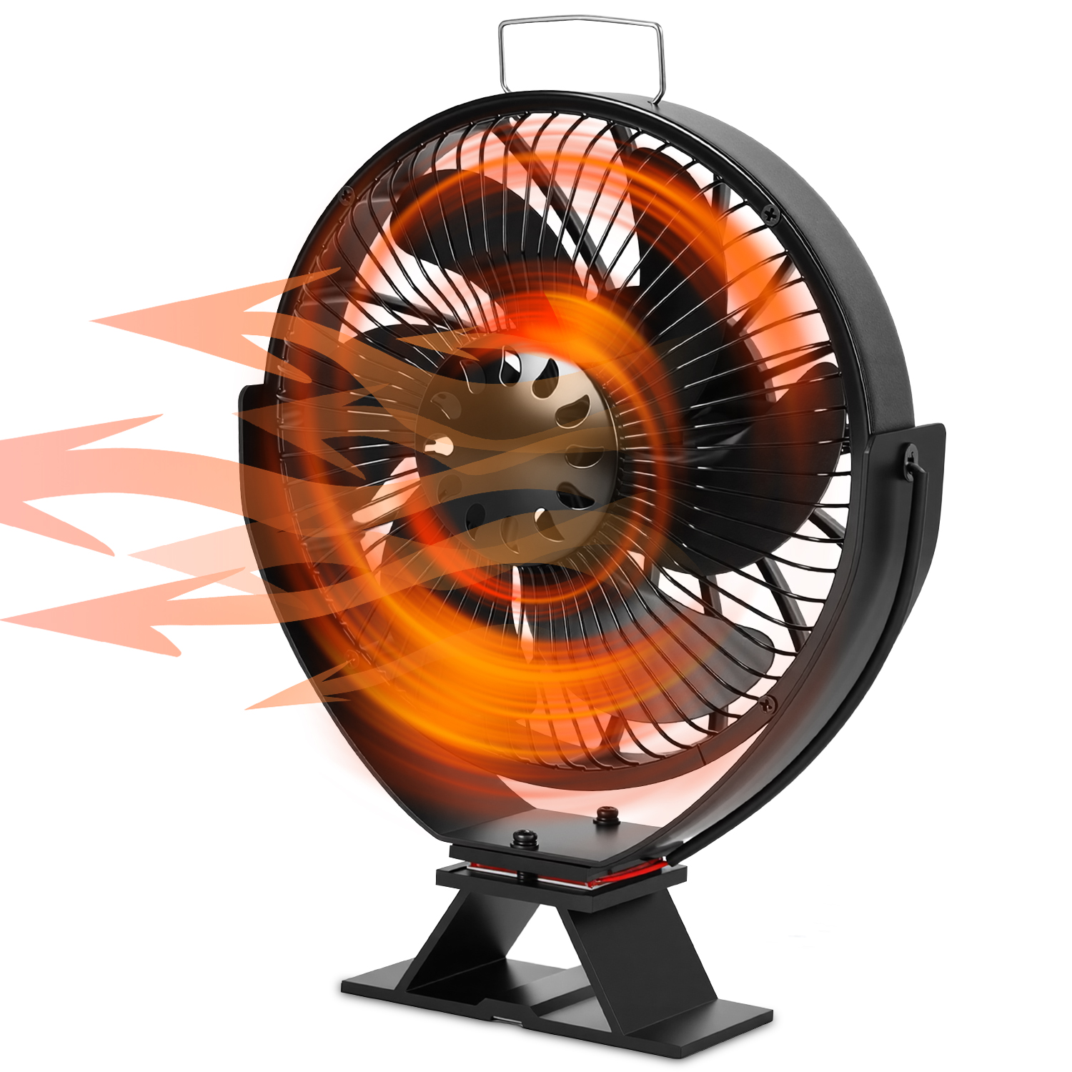Wolketon Kaminventilator 6 Flügel, Kaminofen Ventilator Winkelverstellbar Mit Schutzgitter, Wärmebetriebener Ofenventilator Ohne Strom, Für Holzofen