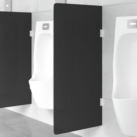Schwarze, Wandmontierte Urinaltrennwand Aus Gehärtetem Glas, 90 X 40 Cm