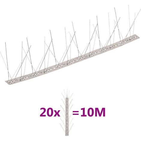 Set Mit 20 Taubenabwehrspitzen, Edelstahl, 10 M Lang, 5 Reihen