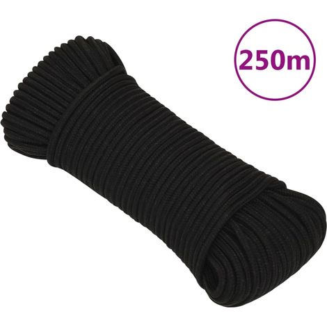 Schwarzes Arbeitsseil, 3 Mm, 250 M, Polyester