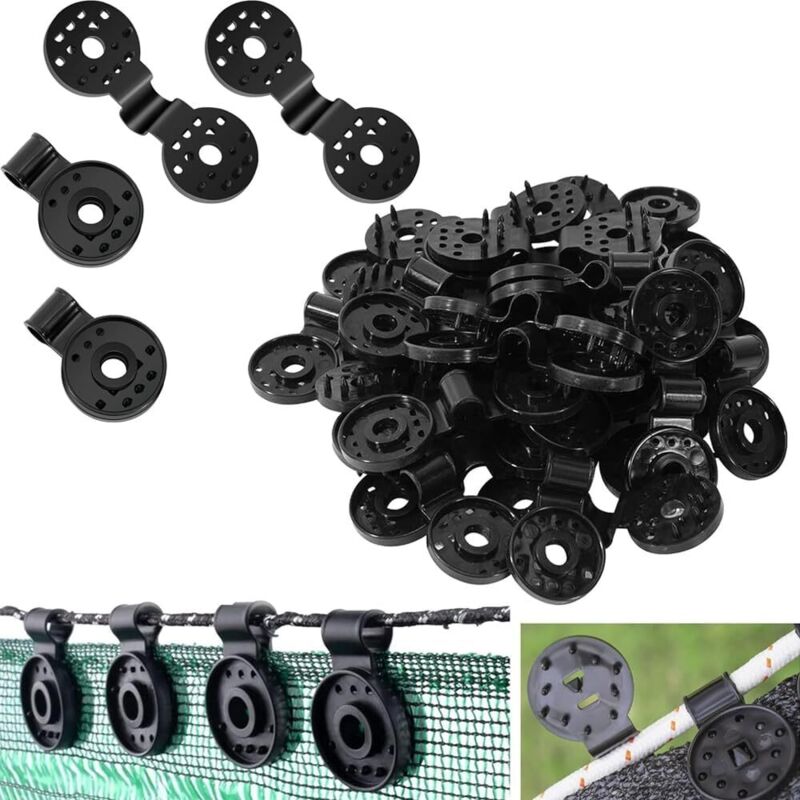 Packung Mit 50 Kunststoffclips Für Schattiergewebe, Schwarze Clips Für Sonnenschutz Aus Kunststoff Für Gewächshäuser, Gärten, Vogelschutznetze, Landwirtschaftliche Schutzflächen, Uv-beständiges Gewebe