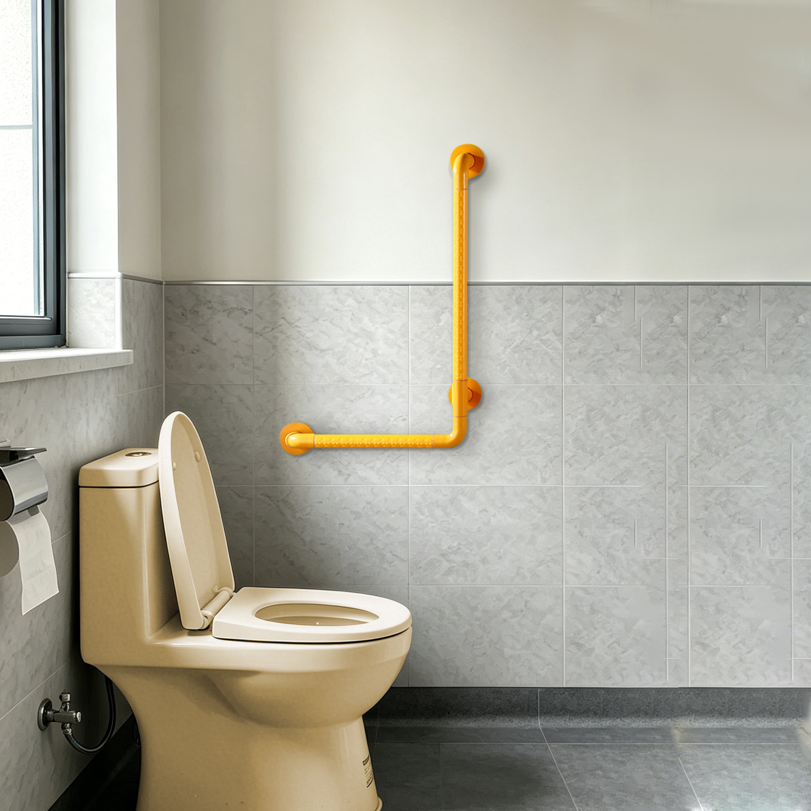 L-förmiger Duschgriff, Edelstahl-toilettengriff, Rutschfester Griff Mit Nachtlicht, Duschgriff Für Senioren, 68 X 48 Cm