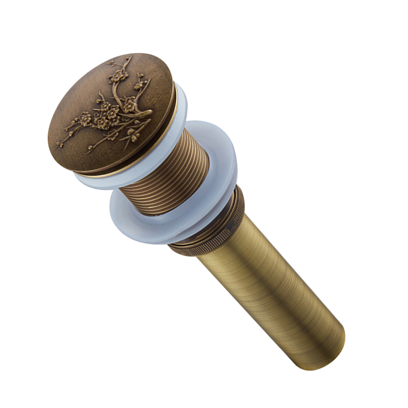 Waschbecken-ablauf – Ablaufstopfen Aus Bronze Mit Floraler Gravur Und Überlauf, Schnelle Entwässerung Mit Herausnehmbarem Sieb (mechanismus Aus Massiver Bronze)