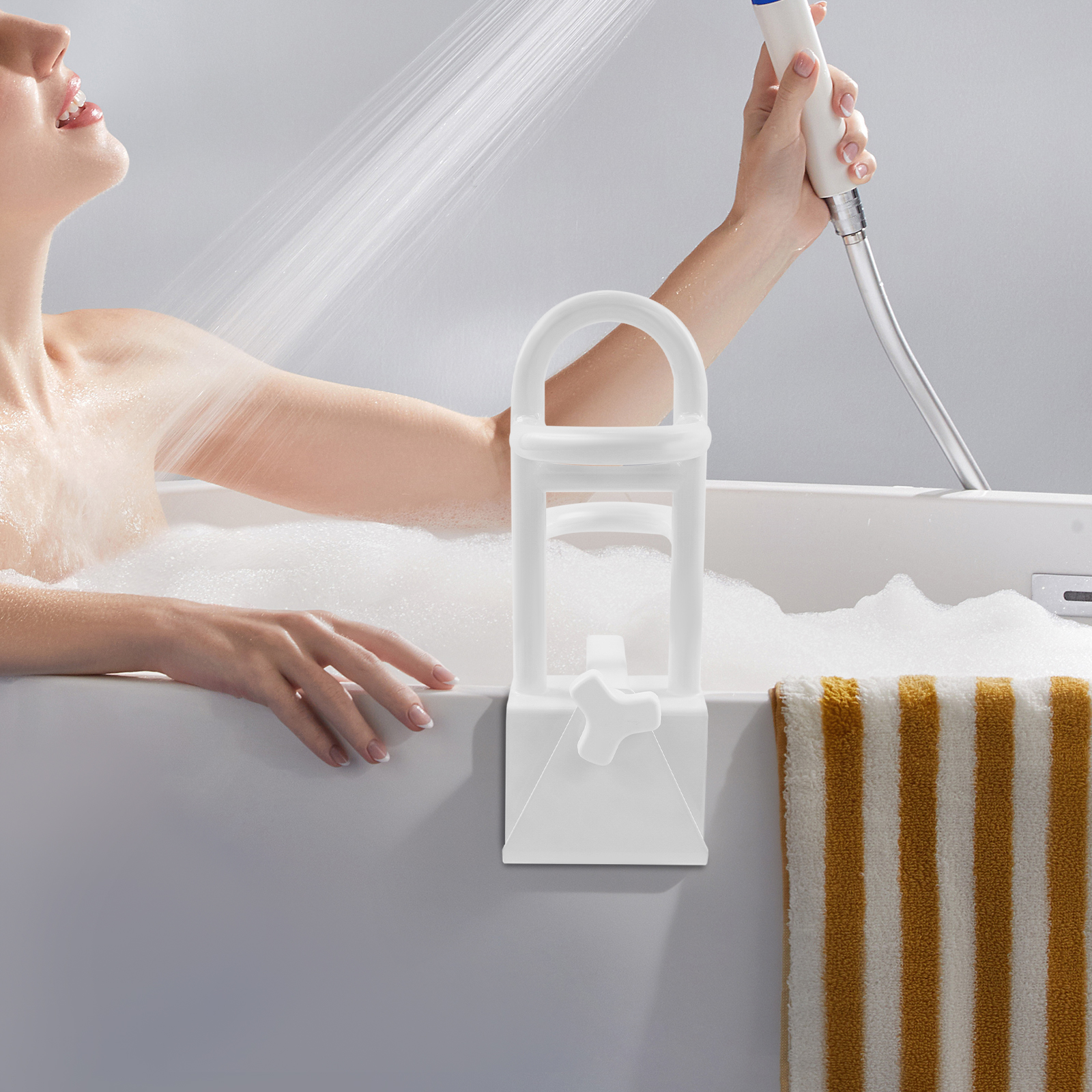 Oberer Und Unterer Badewannen-hilfsgriff, Passend Für Wannenwände Mit 8 Bis 17 Cm Dicke, Badehilfen Für Senioren, Ohne Bohrung Montierbar