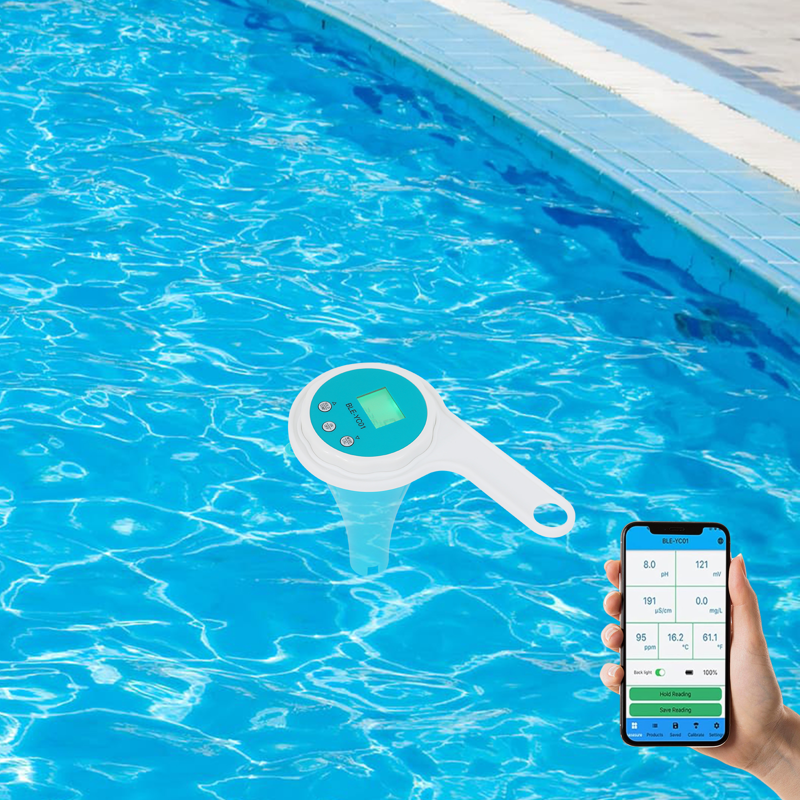 Digitaler Pool-tester, 6-in-1 Wassertester Mit App-anbindung, Professionelle Messung Von Ph-wert, Redoxpotenzial, Chlor, Ec Und Temperatur, Wasserqualitätsanalysator