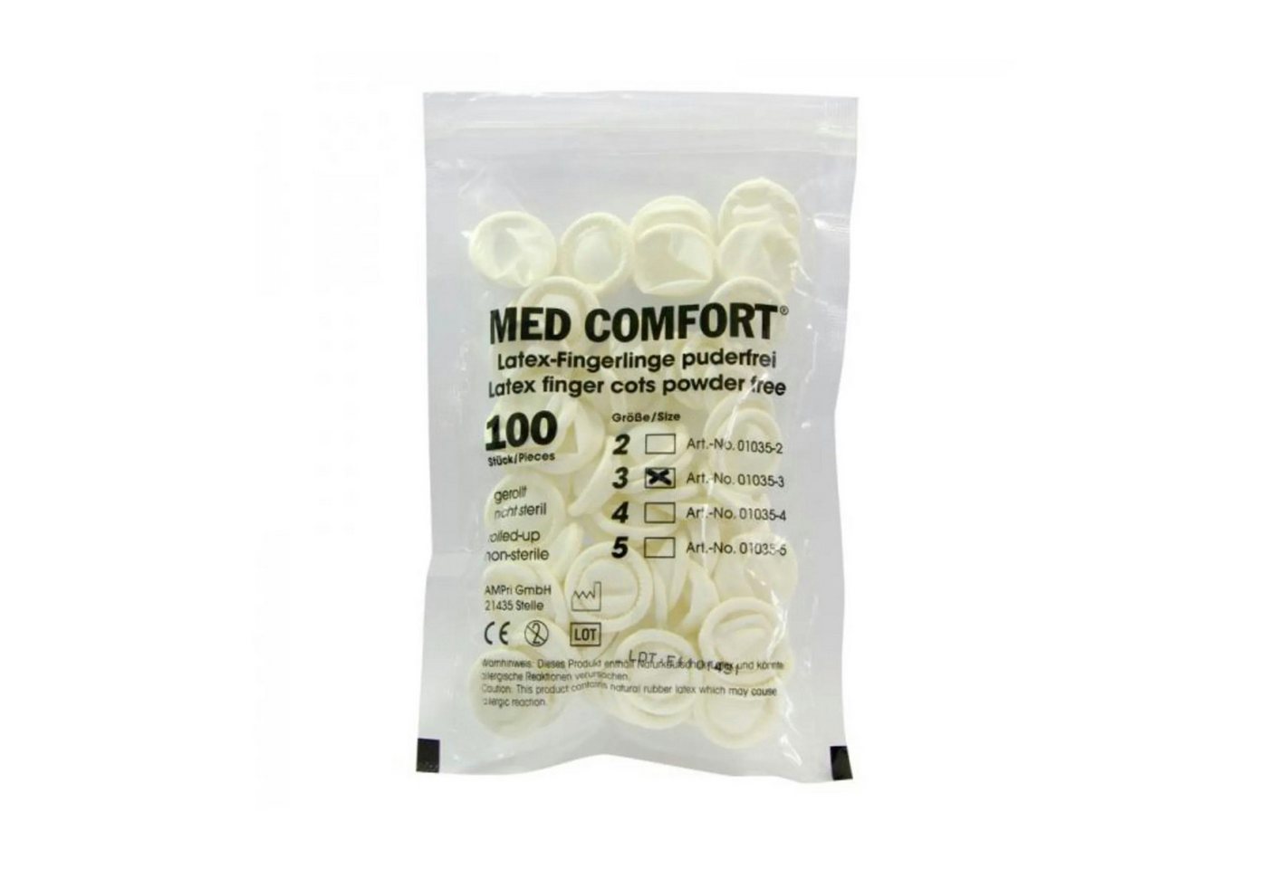 Med-Comfort Latexhandschuhe MED-Comfort - Fingerlinge - Latex Puderfrei Bild 2