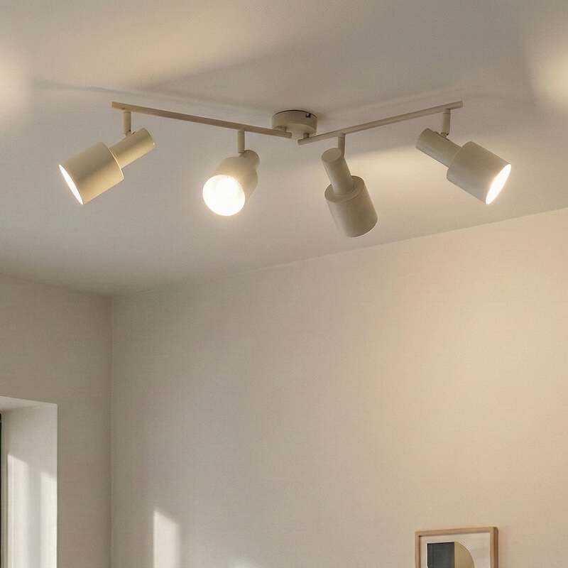 [gebraucht] B-ware Lindby Deckenstrahler Ovelia Led Lampe 4-flammig Dimmbar Beige 80 Cm Eisen
