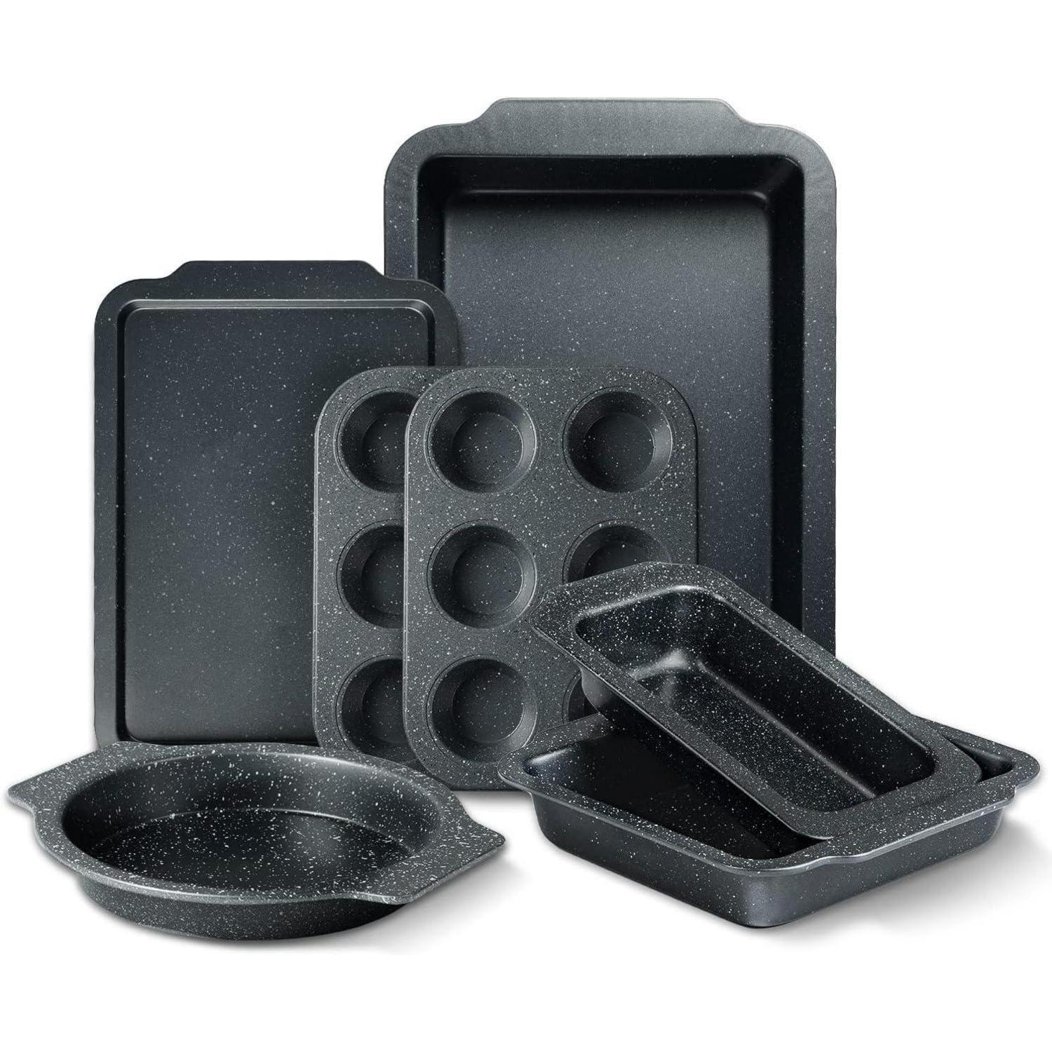 7-teiliges Backformenset Granit Antihaft Für Kuchen, Brot & Muffins