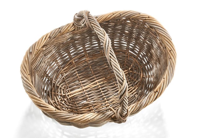 Kobolo Einkaufskorb Rattankorb Korb EMMA mit Henkel - Rattan kubu grey