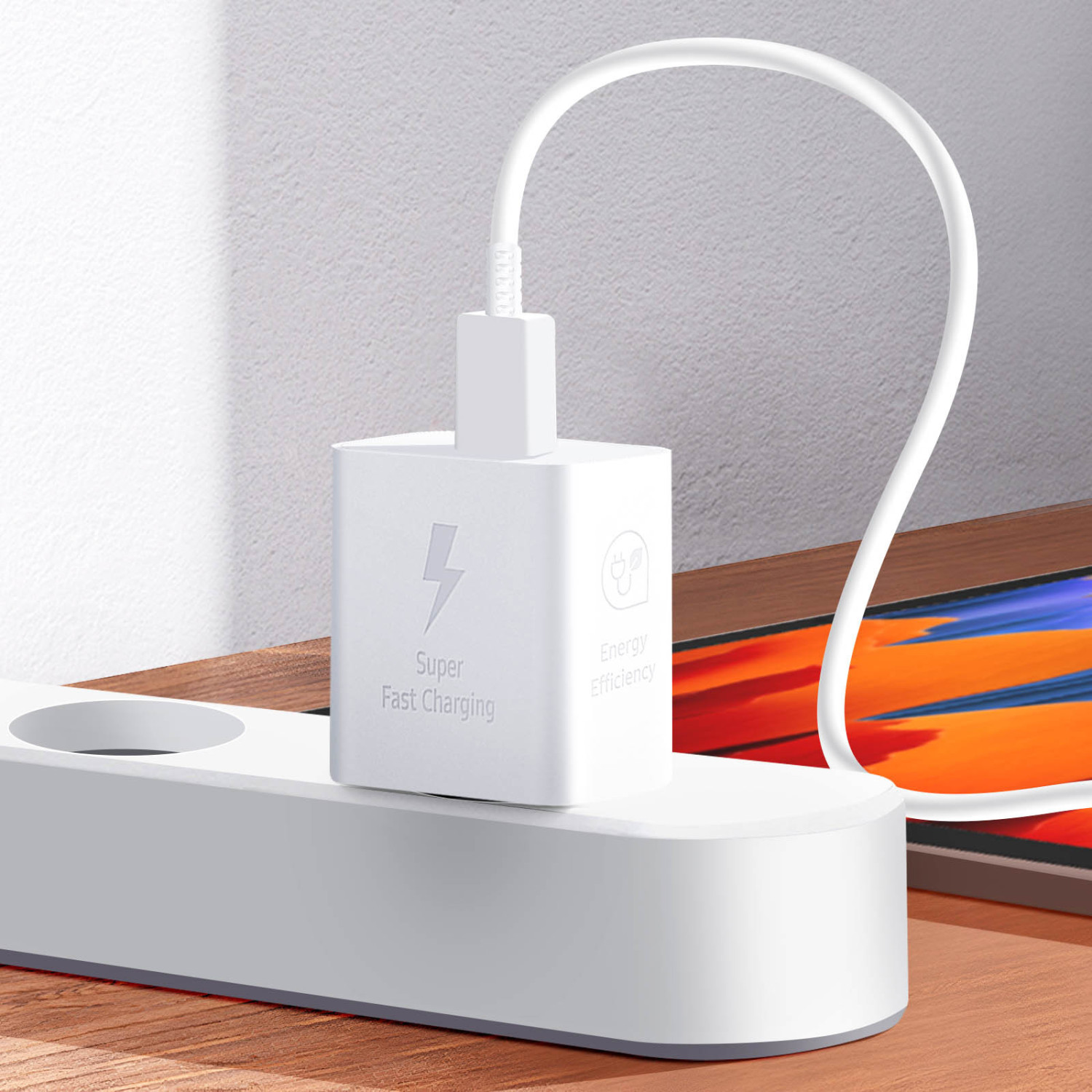 Sgs 25w Gan Usb-a Und Usb-c Heimladegerät, Weiß