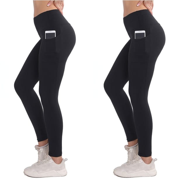 Blusmart Thermoleggings Fleece-Leggings für Herbst und Winter (Damen-Bauchstraffung mit hoher Taille, um warm zu bleiben, 2-tlg., Mit Doppeltaschen) Fitness-Trainings-Sport-Leggings