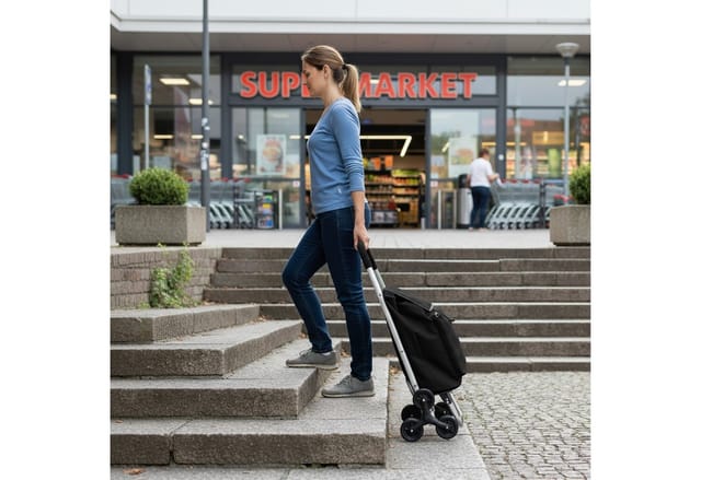 relaxdays Einkaufstrolley Treppensteiger 45 l, 45 l, schwarz