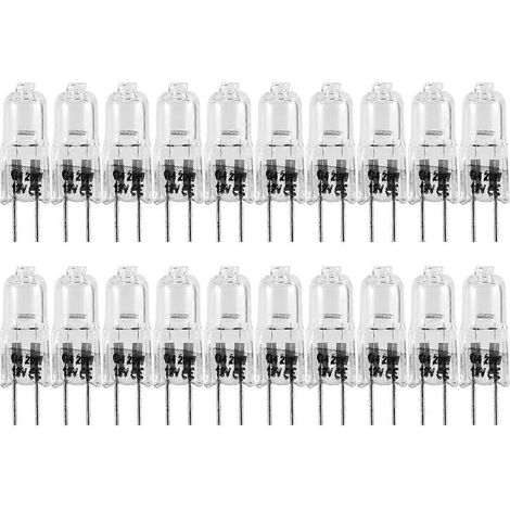 Packung Mit 20 G4-halogenlampen, 20 W, 12 V, 2 Pins, Klar, Für Herdbeleuchtung Und Signalbeleuchtung.
