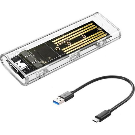 Tragbares M.2 Nvme Ssd-gehäuse Mit Usb 3.1 Typ-c, Transparent, 5 Gbit/s
