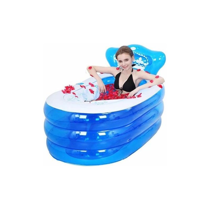 Aufblasbare Badewanne Für Erwachsene 130 X 70 X 70 Cm – Faltbares Pvc – Wasserdichte, Beflockte Oberfläche – Schnelles Aufblasen – Optimaler Komfort –