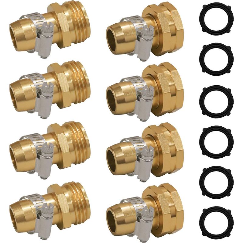 Gartenschlauch-serviceverbinder Mit Clips Für 3/4" Oder 5/8" Schlauchanschlüsse, 4er-pack