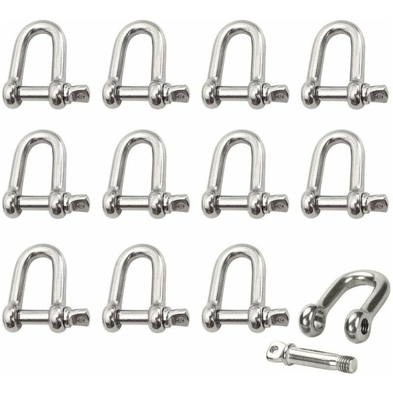 Edelstahl-schäkel 12 Stück M4 Edelstahl-schäkel Hebeschäkel D-ring-schäkel Für Ketten Schraubschäkel Mit Bolzen Gerade Schäkel Verbindungsschäkel Für Ketten